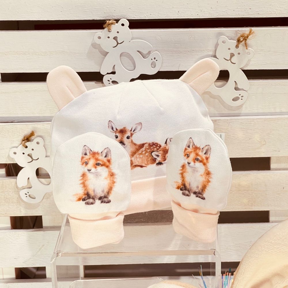 Doudou lapin rose blush Kaloo avec bonnet et mitaines rรฉversibles