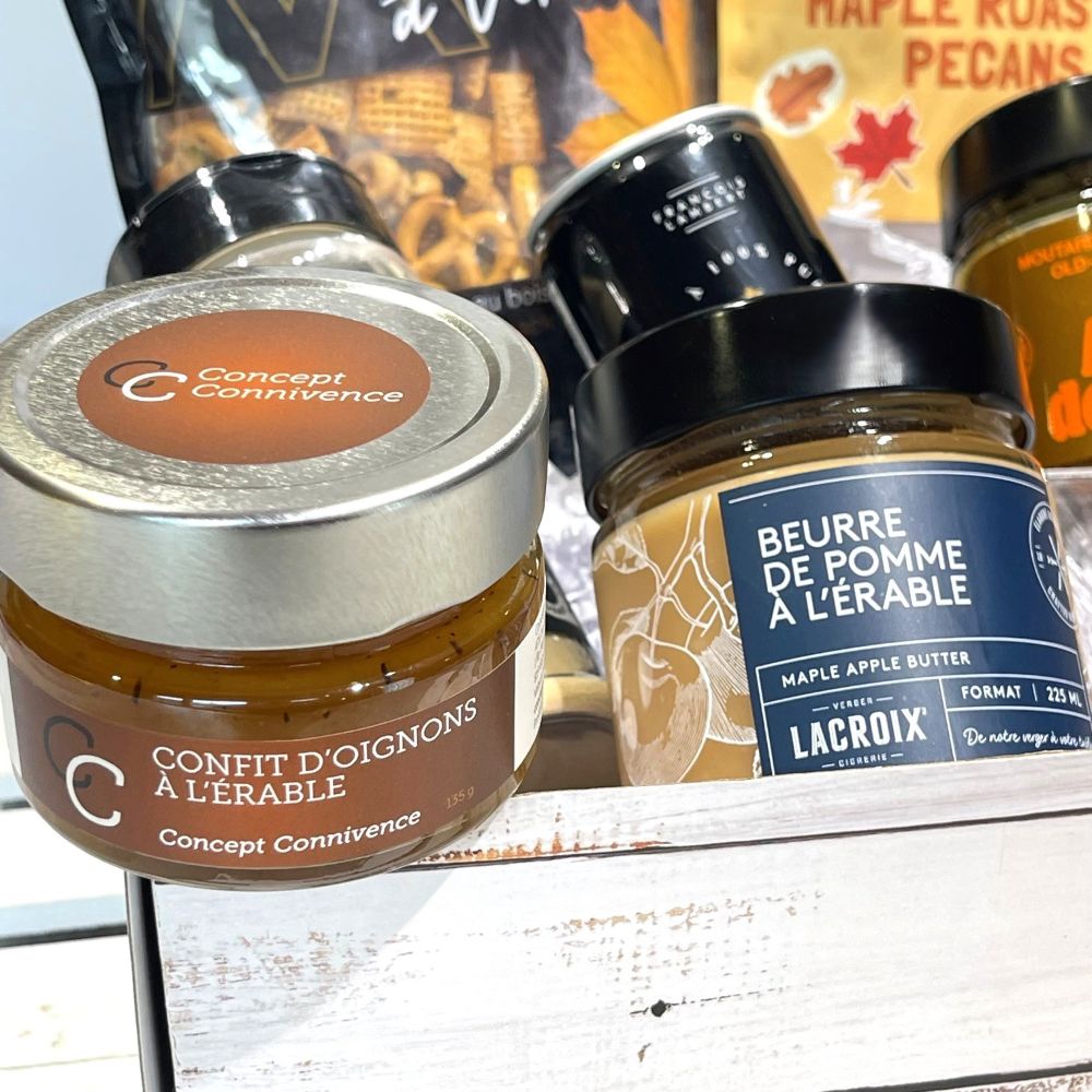 coffret cadeau avec produits de l'érable du Québec