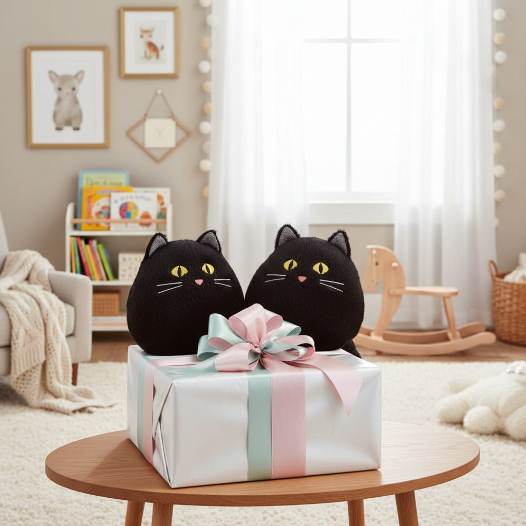 superbe peluche chat noir, douce et soyeuse et réconfortante - le meilleur ami de bébé, qualité supérieure.