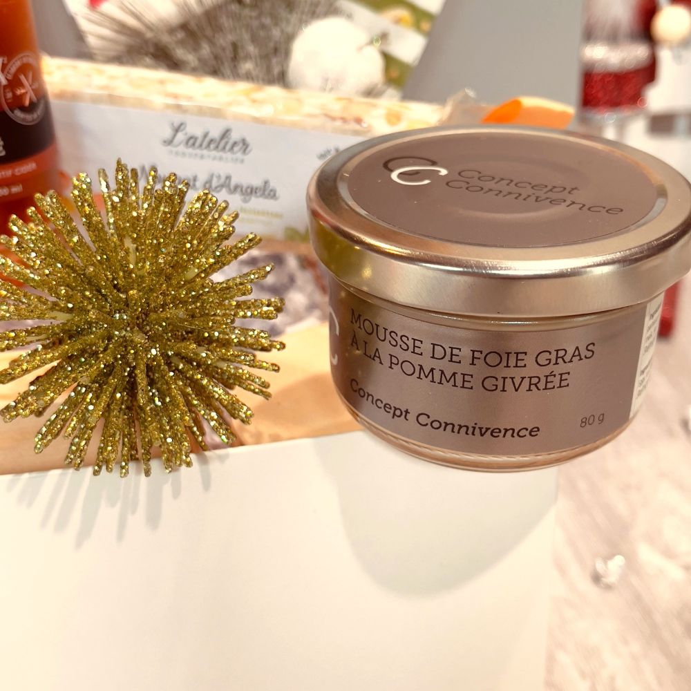 mousse de foie gras à la pomme givrée du Québec, cadeau noel - Dolce Cadeaux
