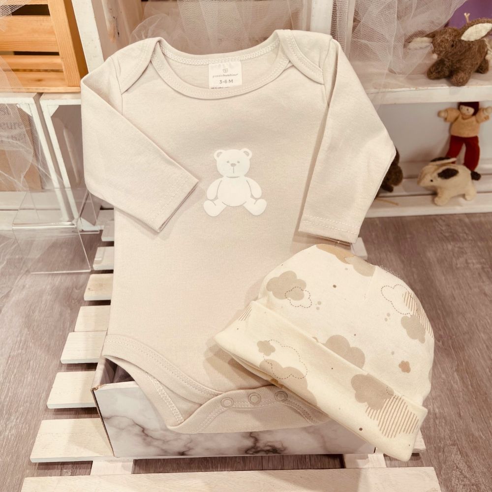 cadeau-bébé avec combinaison 100% coton et chapeau assorti - Dolce Cadeaux