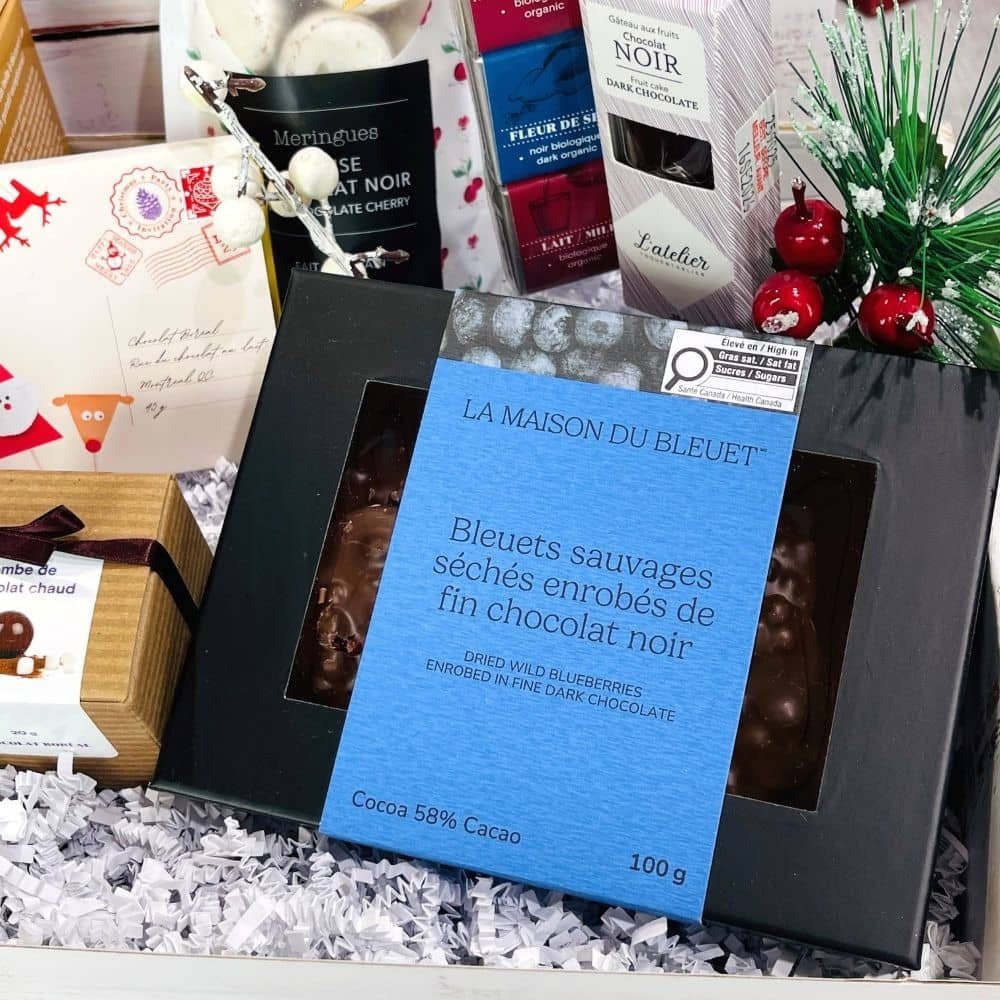 Chocolat pour Noël aux bleuets, produit du Québec-Dolce Cadeaux