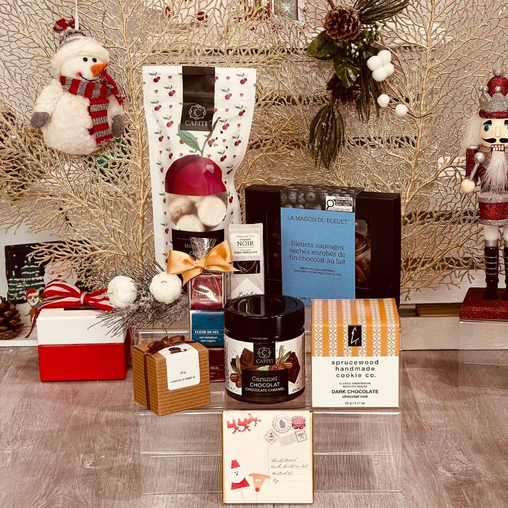 coffret gourmand Festin de Chocolat avec tartinade, biscuits, chocolat chaud, boite de chocolat 