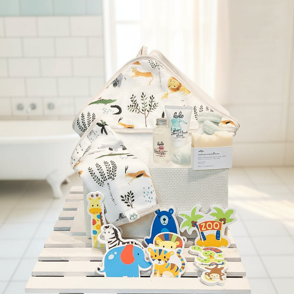 baby gift bath set with foam bath toys for newborn to 18 months